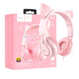 Slušalice sa mikrofonom, mačje uši, pink W36 Cat ear, Pink