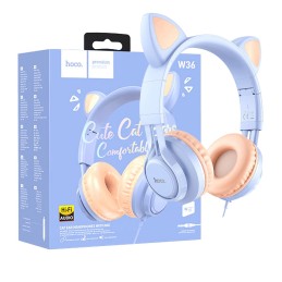 Slušalice sa mikrofonom, mačje uši, plava W36 Cat ear, Dream Blue