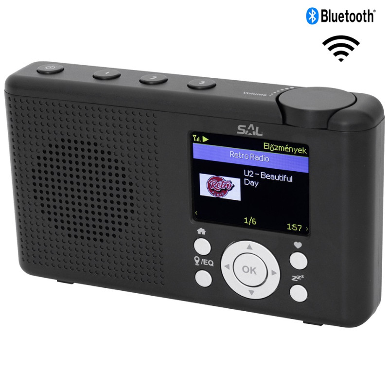 RDIN3000BK - Internet Radio, da Tavolo, Bluetooth / Wi-Fi, FM / Internet, 2.4 , Schermo a colori