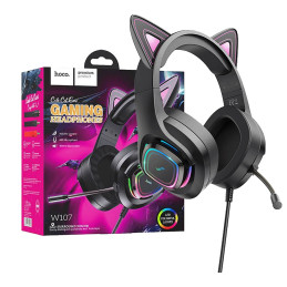 Slušalice sa mikrofonom, gaming, W107 Cute Cat Black/Pink