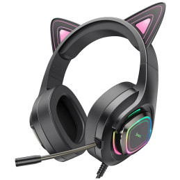 Slušalice sa mikrofonom, gaming, W107 Cute Cat Black/Pink