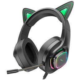 Slušalice sa mikrofonom, gaming, W107 Cute Cat Black/Green