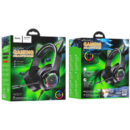 Slušalice sa mikrofonom, gaming, W107 Cute Cat Black/Green