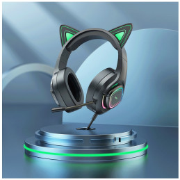 Slušalice sa mikrofonom, gaming, W107 Cute Cat Black/Green