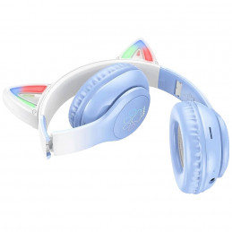 Slušalice bežične sa mikrofonom, Bluetooth W42 Cat Ears, Crystal Blue