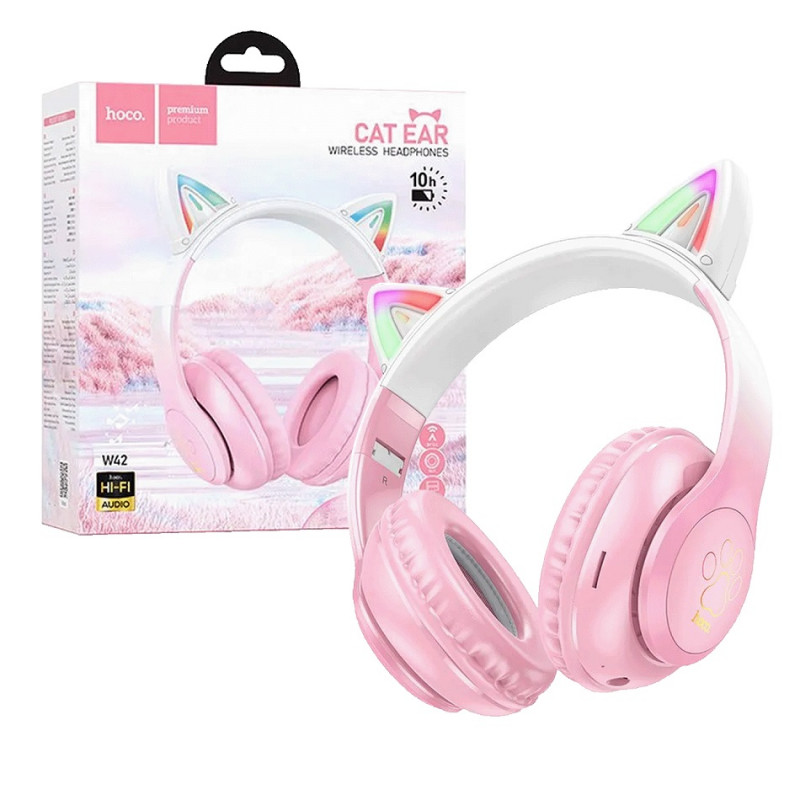 Slušalice bežične sa mikrofonom, Bluetooth W42 Cat Ears, Cherry Blossom