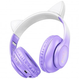 Slušalice bežične sa mikrofonom, Bluetooth W42 Cat Ears, Purple Grape