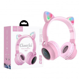 Slušalice bežične, Bluetooth W27 Cat Ear Pink