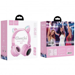 Slušalice bežične, Bluetooth W27 Cat Ear Pink