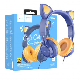 Slušalice sa mikrofonom, mačje uši, plava W36 Cat ear, midnight blue