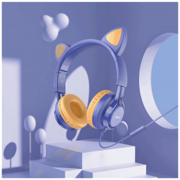 Slušalice sa mikrofonom, mačje uši, plava W36 Cat ear, midnight blue