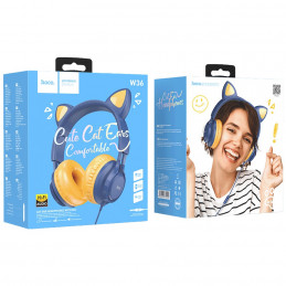 Slušalice sa mikrofonom, mačje uši, plava W36 Cat ear, midnight blue