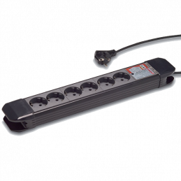 Produžni kabel 6 utičnica, 1.5m, prekidač, crni, 1.5mm² 23612.