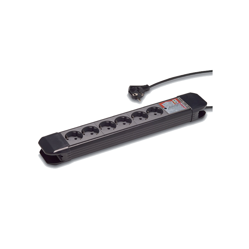 Produžni kabel 6 utičnica, 1.5m, prekidač, crni, 1.5mm² 23612.