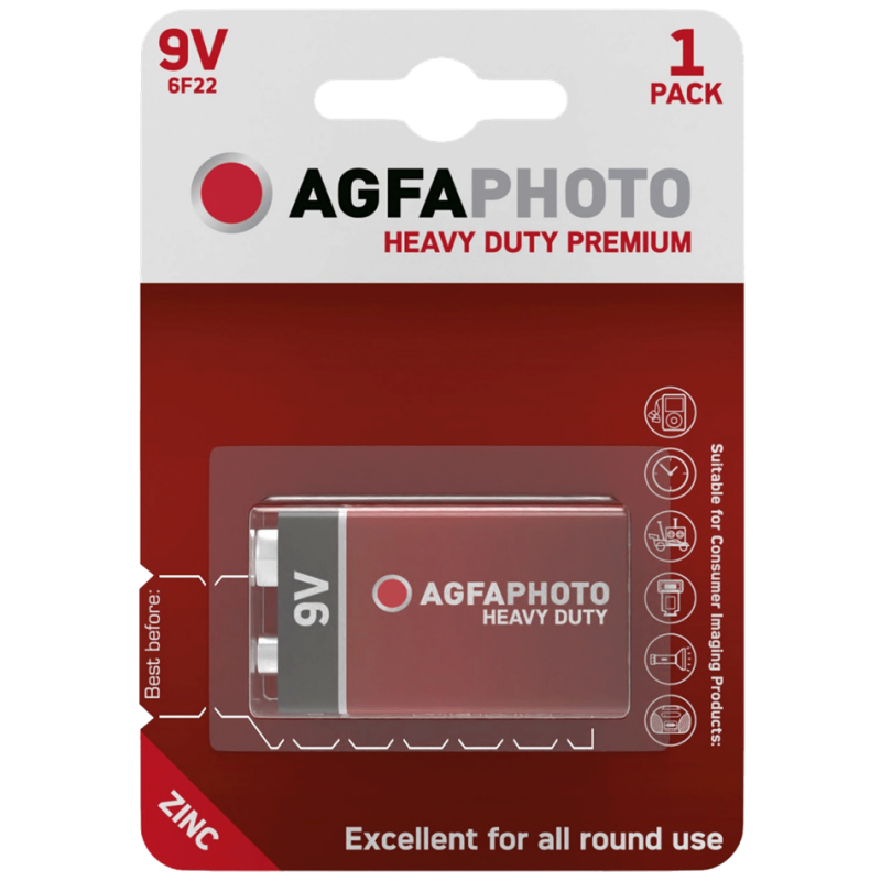 Zinc baterije, 6F22, 9 V, blister 1 kom. 9V B1