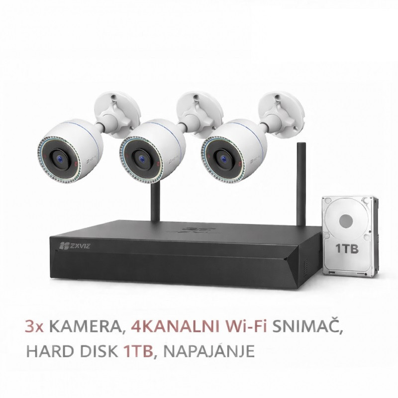 WIFI Video komplet 2MP 3 kamere Ezviz