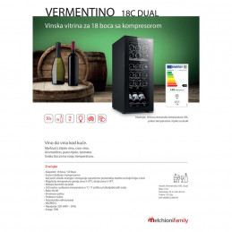 Rashladna vinska vitrina, zapremina 50 lit VERMENTINO 18 C DUAL