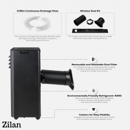 Prijenosni/Mobilni klima uređaj, 3u1, 9000 Btu, 1000W, WiFi ZLN2617