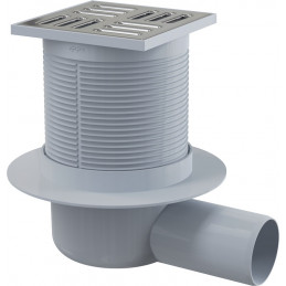 APV1 Podni slivnik 105×105/50 mm bočni spoj, inox rešetka, mokri sifon