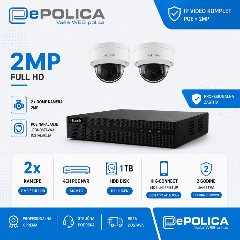 Video komplet IP2 POE sa kamera 2MP