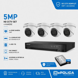 HIKVISION komplet videonadzor ACUSENSE4 - DOME 5MP