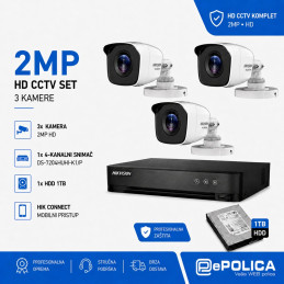 SET za video nadzor komplet 3 kamere HIK-HIL, TVI3
