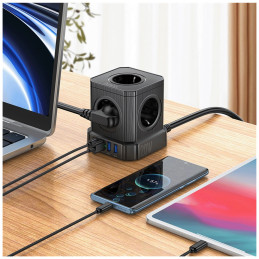 Produžni kabl, 5 utičnica, 3 x USB, 1 x USB C PD20W, 2 metra