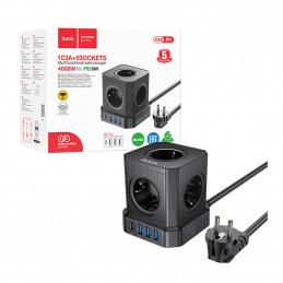 Produžni kabl, 5 utičnica, 3 x USB, 1 x USB C PD20W, 2 metra