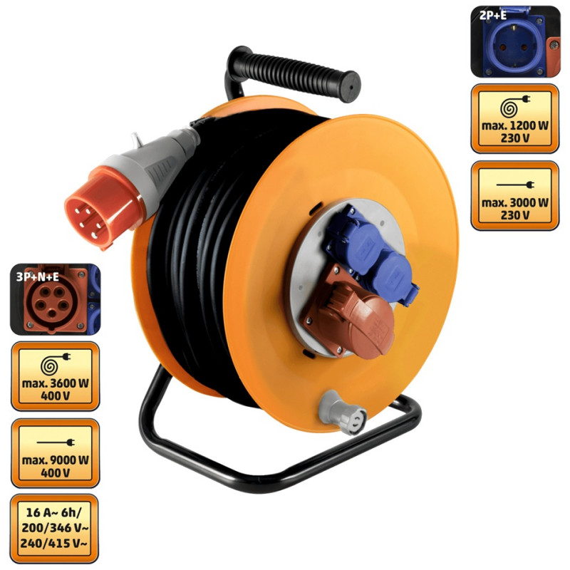 Motalica za kabel, 25 met., IP44 HJR 400-25