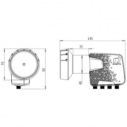 LNB Quad, šum 0,3dB, Home Pro, DVB-S2 ( HD - UHD ) IDLH-QDL410-HMPRO-OPN
