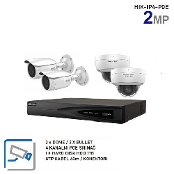 Hikvision IP komplet sa 4 POE kamere, 2MP, Varifocal